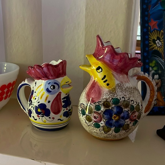 Vintage Italian Firenze Ceramic Rooster Chicken Pitcher mug - Picture 11 of 12